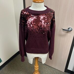 Nine West Maroon Knit Sweater with Sequins